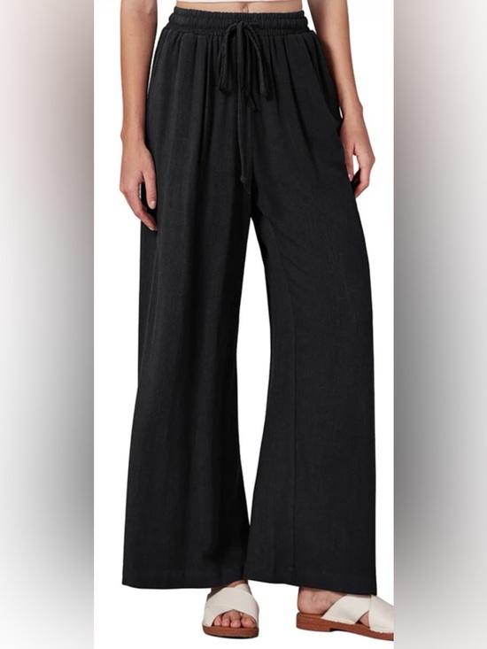 Pants - Wide-Leg Drawstring Pants in Slate Gray - Women